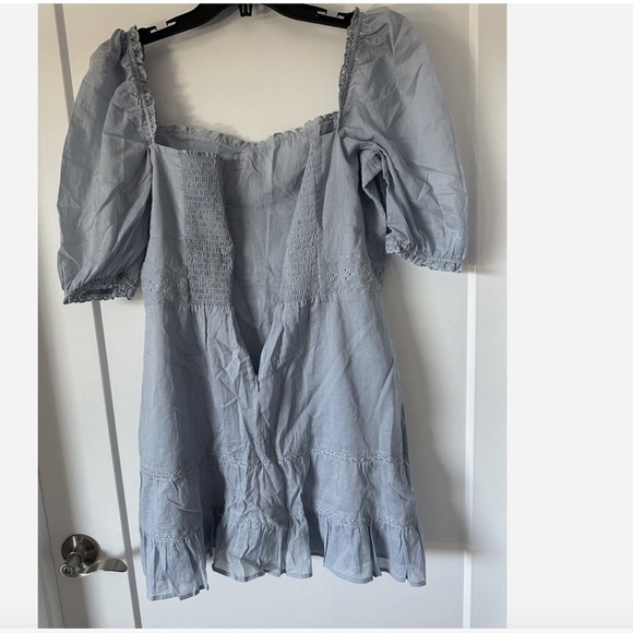 NEW Reformation Paxton Puff Sleeve Lace Embroidered Mini Dress Size 12 - Picture 7 of 13